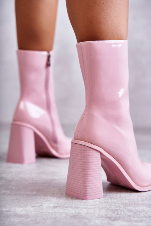 Femenino con efecto barniz Botas botas color rosa Tiene quergit