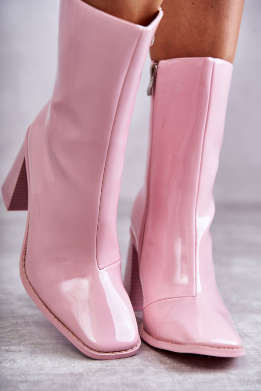 Femenino con efecto barniz Botas botas color rosa Tiene quergit