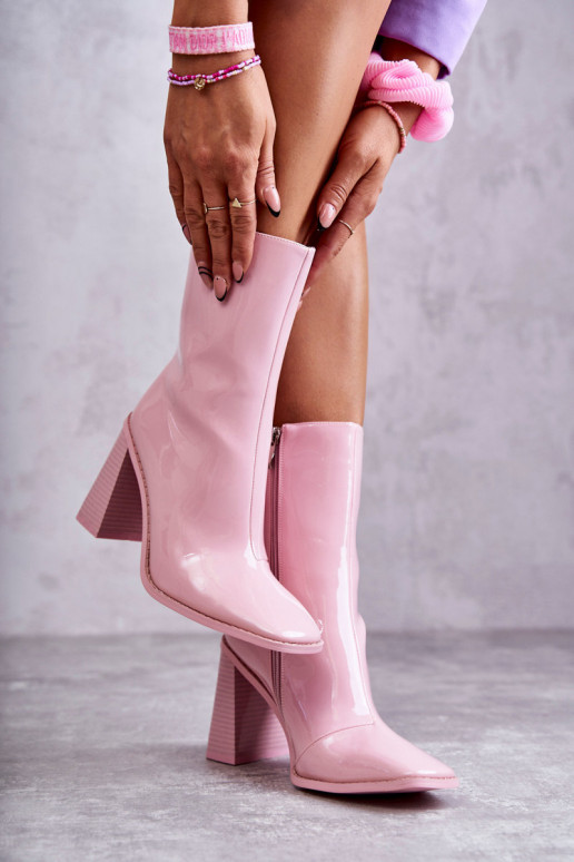 Femenino con efecto barniz Botas botas color rosa Tiene quergit
