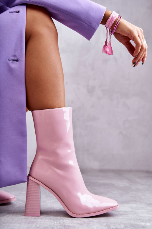Femenino con efecto barniz Botas botas color rosa Tiene quergit