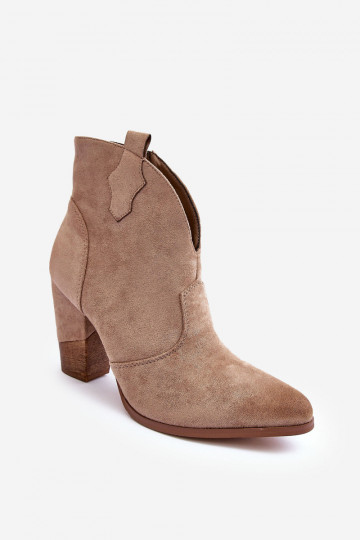 Zapatos de gamuza estilo vaquero con tacones beige Tanner