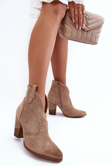 Zapatos de gamuza estilo vaquero con tacones beige Tanner 2
