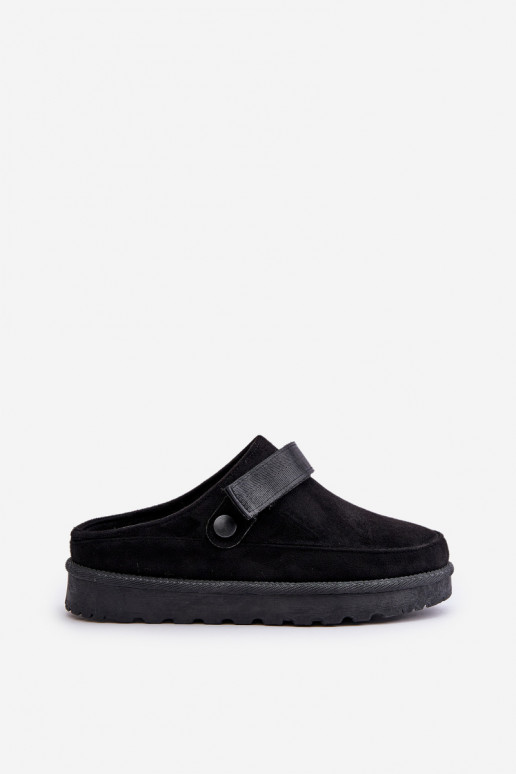 Femenino Zapatillas calentamiento con pelo dentro con una plataforma de color negro Azida