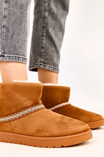 Botas bajas de nieve color caramelo de ante sintético, Karolla 2