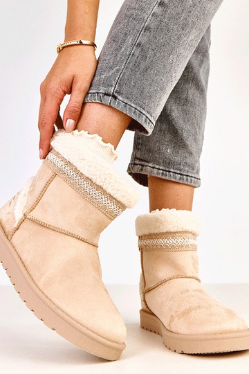 Botas bajas de nieve color arena decoradas con bordado, Sensila 2