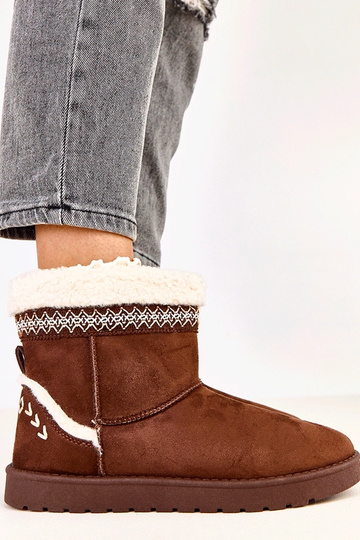 Botas bajas de nieve marrones decoradas con bordado, Sensila
