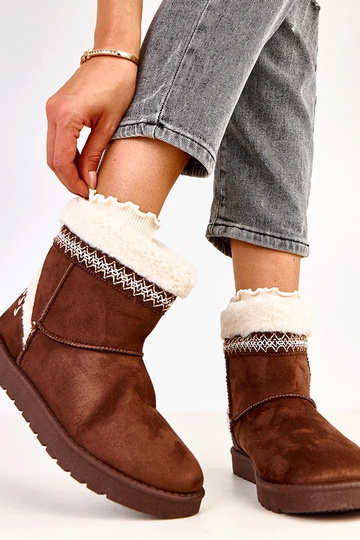 Botas bajas de nieve marrones decoradas con bordado, Sensila 2