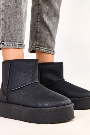 Botas bajas de nieve negras con plataforma de piel sintética, Reinol