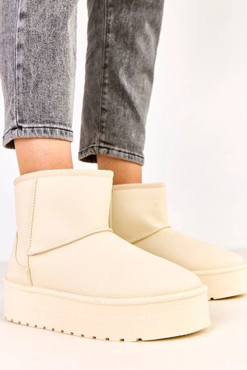 Botas bajas de nieve color arena con plataforma de piel sintética, Reinol