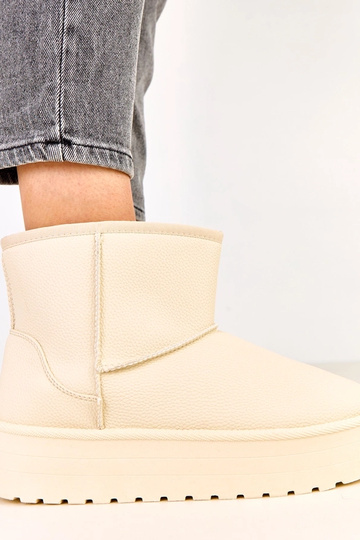 Botas bajas de nieve color arena con plataforma de piel sintética, Reinol 2