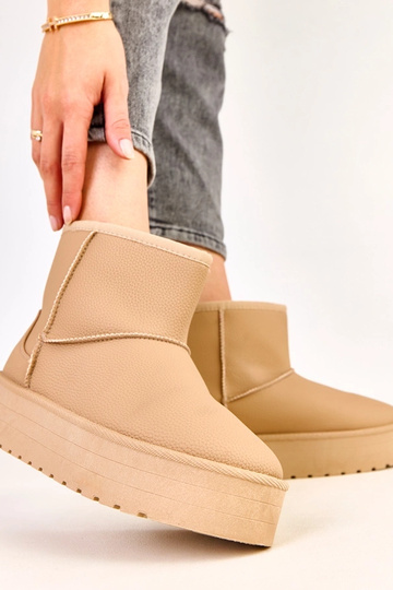Botas bajas de nieve marrones con plataforma de piel sintética, Reinol