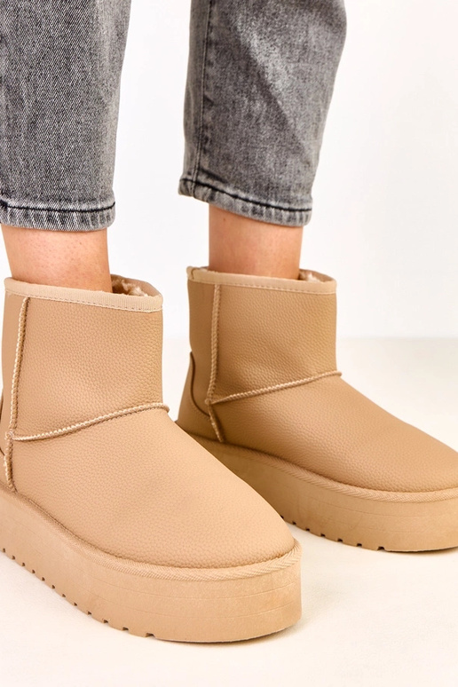 Botas bajas de nieve marrones con... Botas bajas de nieve marrones con...