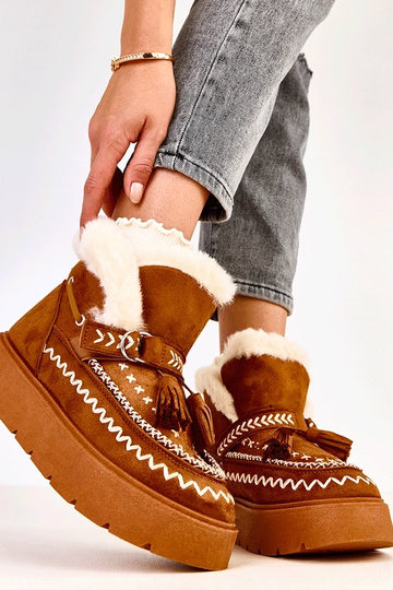 Botas de nieve marrones con plataforma y borlas, Maurisa