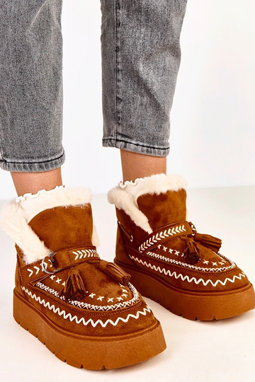 Botas de nieve marrones con plataforma y borlas, Maurisa 2