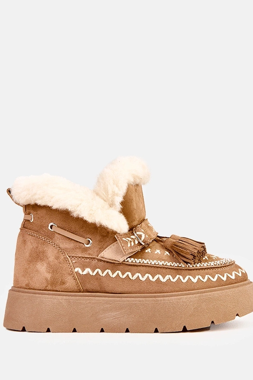 Botas de nieve color marrón claro con... Botas de nieve color marrón claro con...