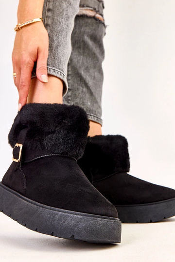 Botas de nieve negras con plataforma decoradas con hebilla, Salini