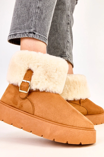 Botas de nieve marrones con plataforma decoradas con hebilla, Salini