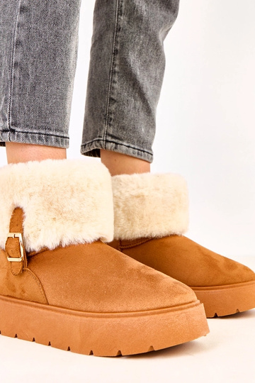 Botas de nieve marrones con plataforma decoradas con hebilla, Salini 2