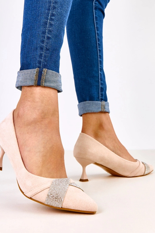 Zapatos de tacón color arena con...