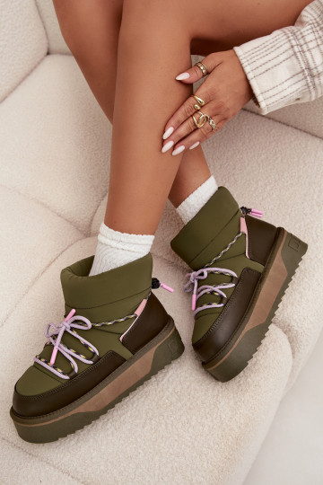 Botas de nieve con una plataforma D.Franklin DFSH371015 de color caqui