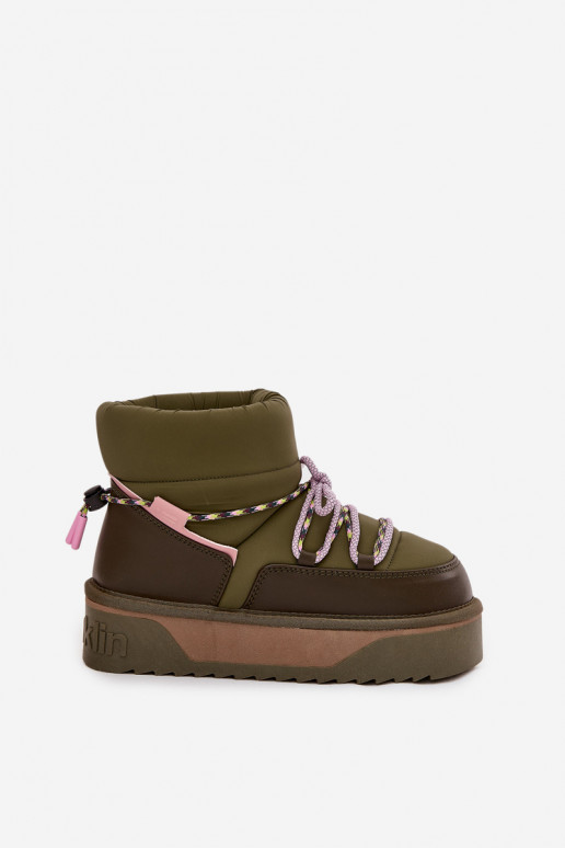 Botas de nieve con una plataforma D.Franklin DFSH371015 de color caqui