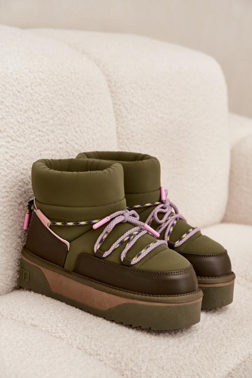 Botas de nieve con una plataforma D.Franklin DFSH371015 de color caqui