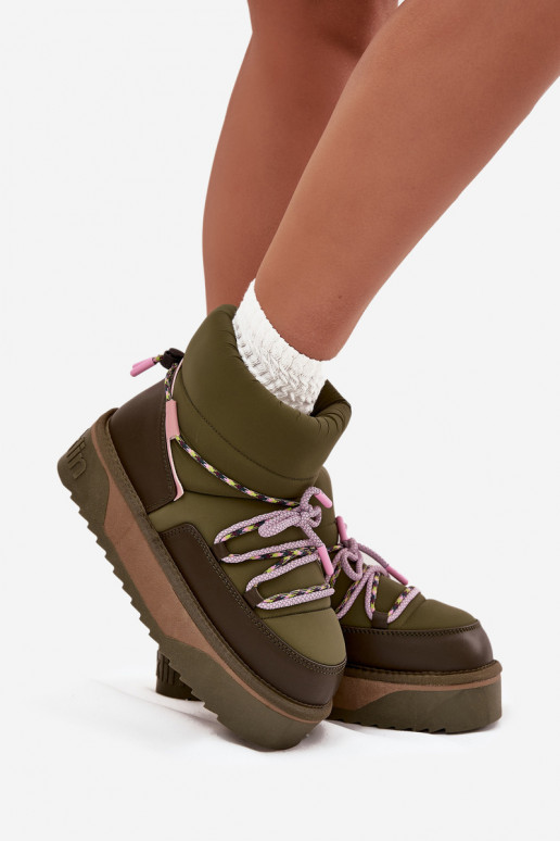 Botas de nieve con una plataforma D.Franklin DFSH371015 de color caqui