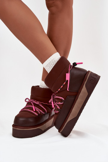Botas de nieve con una plataforma D.Franklin DFSH371015 CzekoladoAe