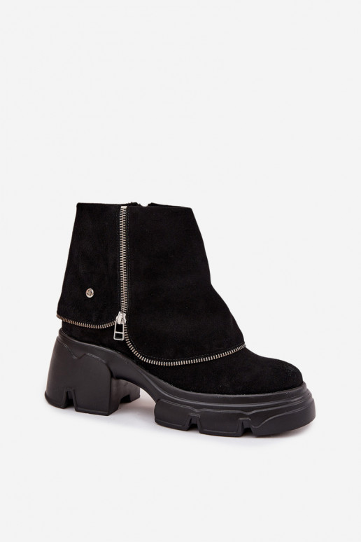 Piel Botas de mujerENyAiniętą CholeAką Tiene queciejka 07145-01 de color negro
