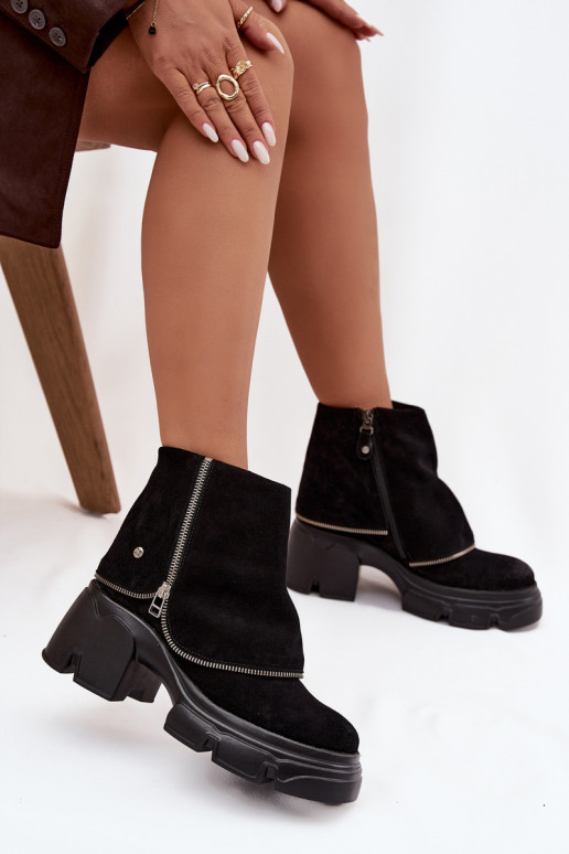 Piel Botas de mujerENyAiniętą CholeAką Tiene queciejka 07145-01 de color negro