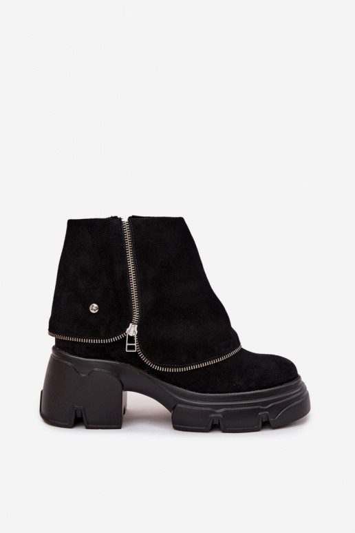 Piel Botas de mujerENyAiniętą CholeAką Tiene queciejka 07145-01 de color negro