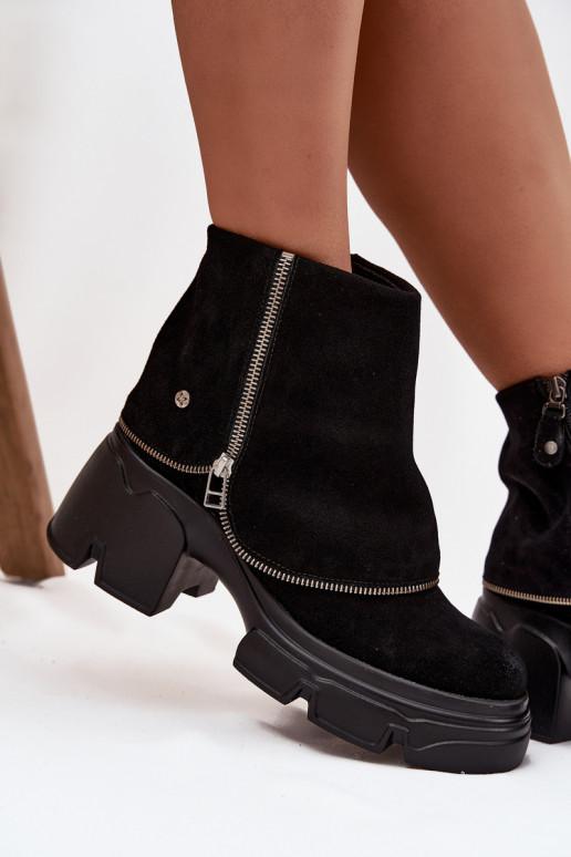 Piel Botas de mujerENyAiniętą CholeAką Tiene queciejka 07145-01 de color negro