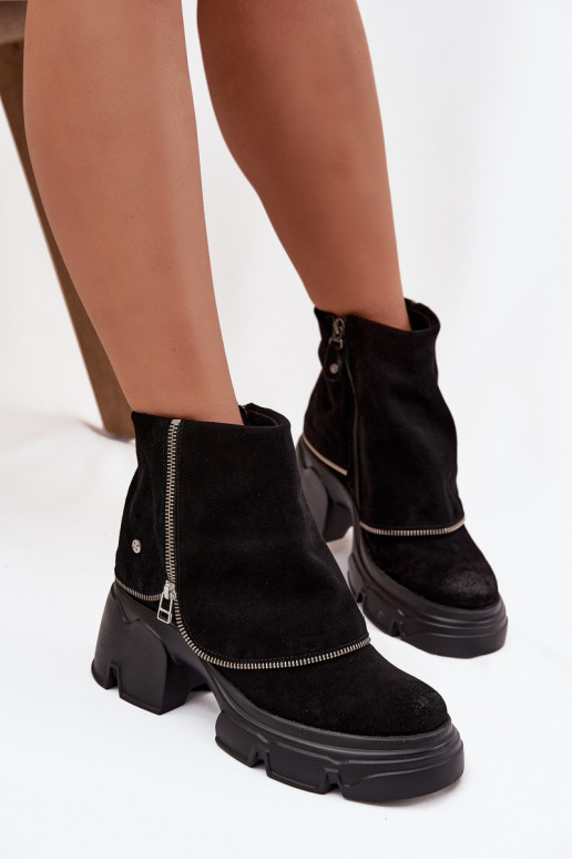 Piel Botas de mujerENyAiniętą CholeAką Tiene queciejka 07145-01 de color negro