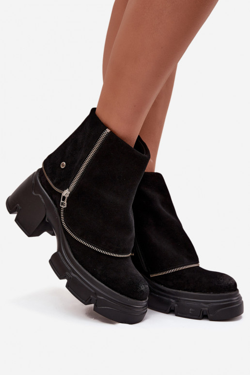 Piel Botas de mujerENyAiniętą CholeAką Tiene queciejka 07145-01 de color negro