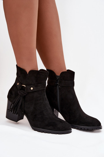 Botas de mujer con flecos de color negro Rosabella
