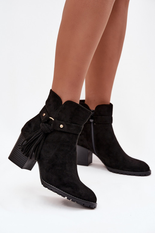 Botas de mujer con flecos de color negro Rosabella