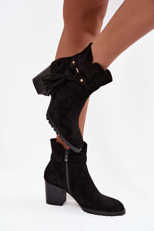 Botas de mujer con flecos de color negro Rosabella