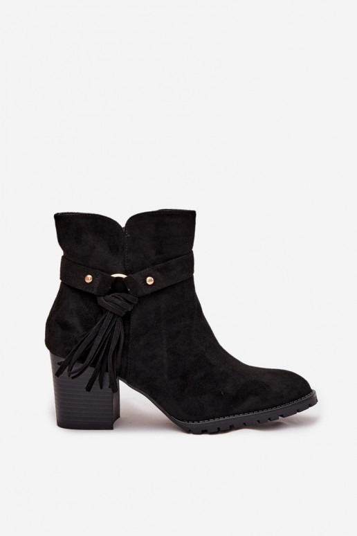 Botas de mujer con flecos de color negro Rosabella