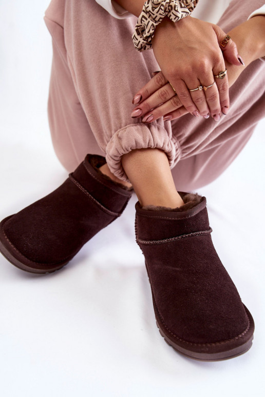 Femenino de gamuza Bajo Botas de nieve color marrón Shelie