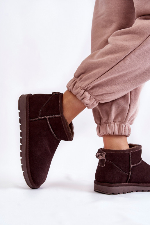 Femenino de gamuza Bajo Botas de nieve color marrón Shelie