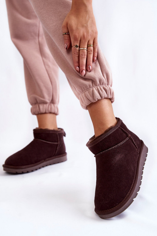 Femenino de gamuza Bajo Botas de nieve color marrón Shelie