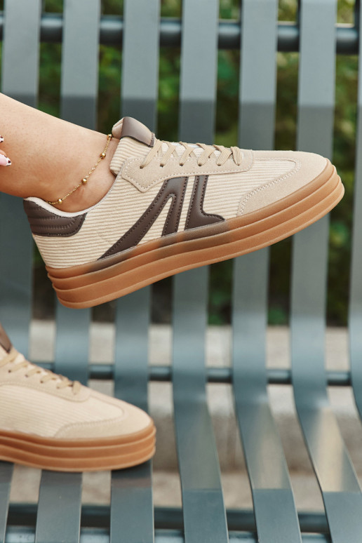 Zapatillas deportivas de terciopelo para mujer con plataforma, color arena Corynelle