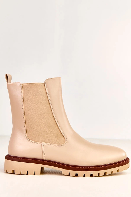 Botines planos beige con inserto...