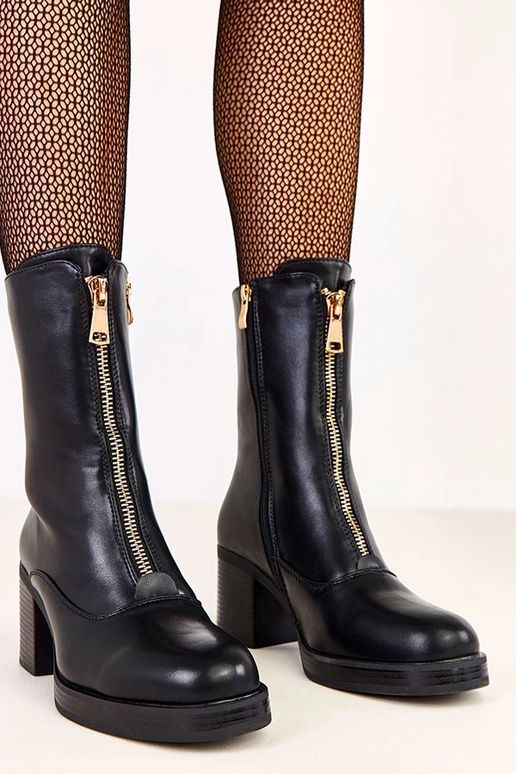 Botines de tacón negros con...