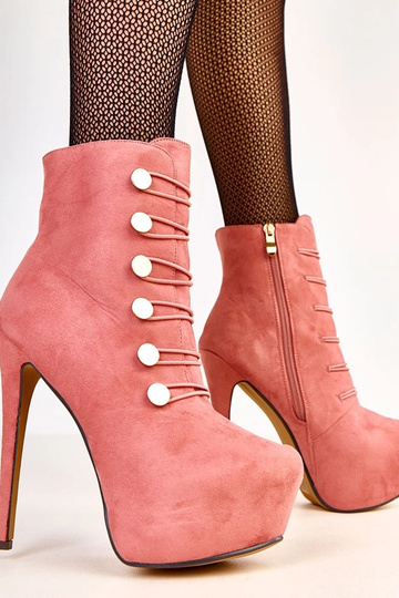 Botines rosas con hebillas doradas Courtney 2