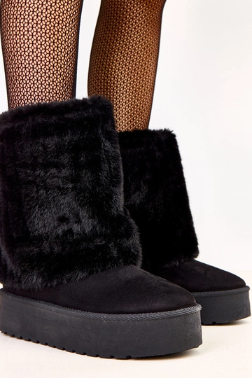 Botas de nieve negras con plataforma y caña de piel Leda