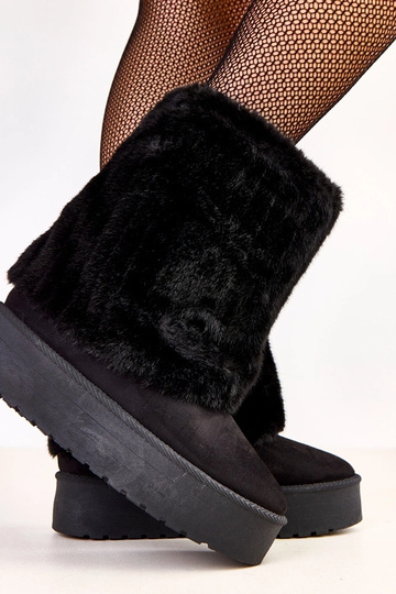 Botas de nieve negras con plataforma y caña de piel Leda 2