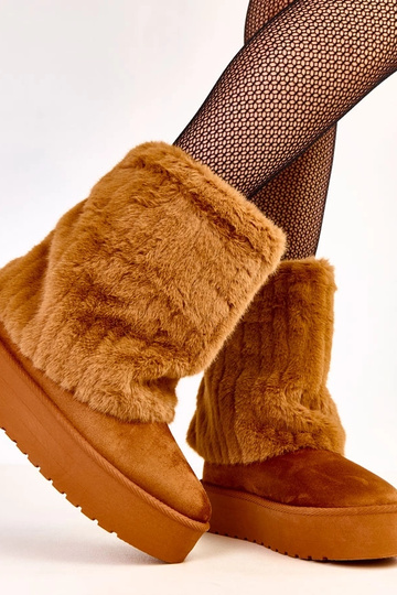 Botas de nieve marrones con plataforma y caña de piel Leda 2
