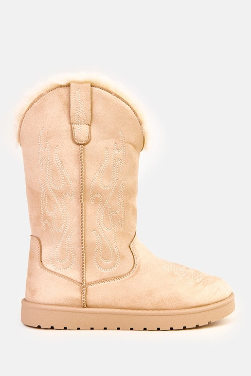 Botas de nieve beige con bordado en... Botas de nieve beige con bordado en...