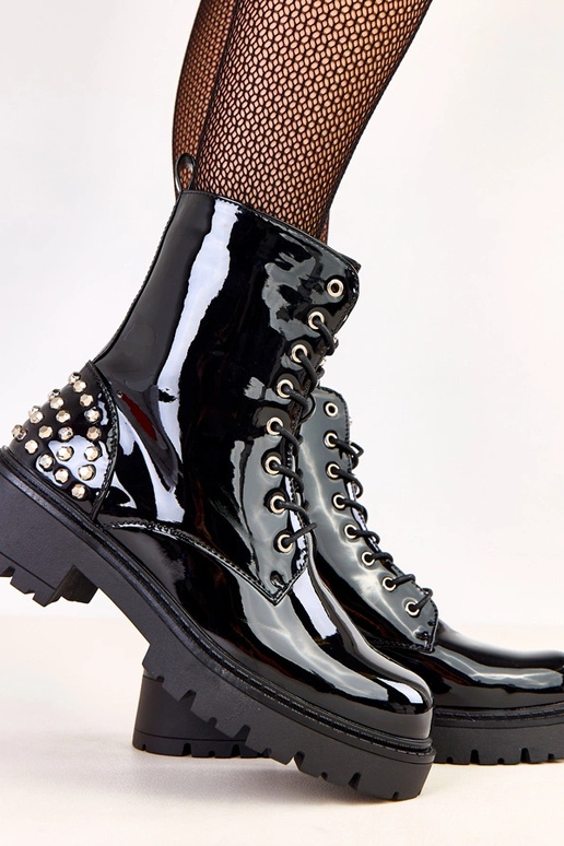 Botas de charol negras con purpurina... Botas de charol negras con purpurina...